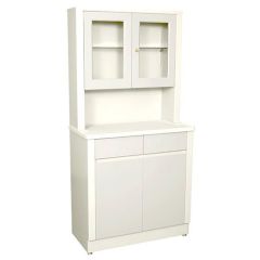 UMF Medical 6117 Treatment Cabinet with Upper Cabinet, 2 Doors, 2 Drawers & 1 Shelf, White, 32" x 65" x 16"