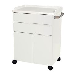 UMF Medical 6214 Mobile Treatment Cabinet with 2 Drawers & 2 Doors, White, 25" x 34" x 18"