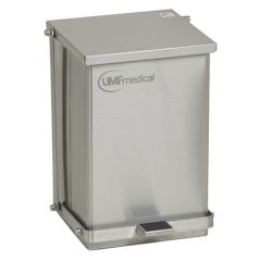 UMF Medical SS1473 Step Activated Stainless Steel Cleanroom Waste Receptacle, 16" x 11.75" x 13"