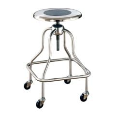 UMF Medical SS6704 Stainless Steel Lab Stool with Footrest & Casters