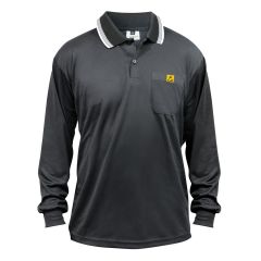 Long Sleeve ESD Polo Shirt with Collar, Black