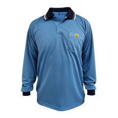 Long Sleeve ESD Polo Shirt with Collar, Royal Blue