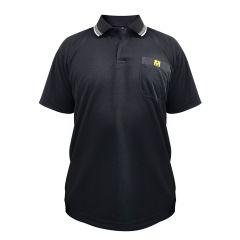 Uniform Technology BP801SC-BK Short Sleeve ESD Polo Shirt with Collar, Black