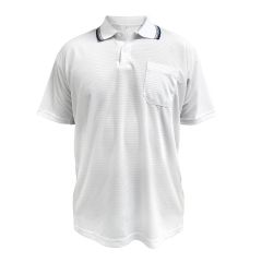 Short Sleeve ESD Polo Shirt with Collar, White