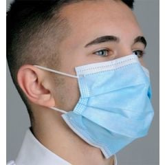 Wellcare FMEB-2000 FDA Approved Disposable 3-Ply Pleated Face Mask with Ear Loops, Blue (Case of 2,000)
