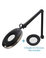 Aven In-X LED Magnifying Lamp with Interchangable 5 Diopter Lens & Heavy-Duty Table Clamp, Includes Spare Lens, Black
