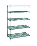 18" x 42" x 74" Metroseal&reg; Green Wire Shelving Add-On with 5 Super Adjustable&trade; Wire Shelves