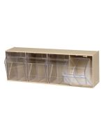 Quantum QTB304 Clear Tip Out Bin with 4 Compartments, Ivory