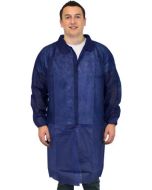 Safety Zone Polypropylene Disposable Lab Coat with Elastic Wrists, Blue