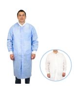SMS M1740B Disposable Lab Coat with 3 Pockets & Knit Wrists