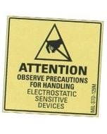 SCS MIL-STD-129 ESD "Attention" Labels, Yellow, 2" x 2", Roll of 500