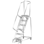 Ballymore SS062414P Stainless Steel Lockstep Ladder with 6 Grated Steps, 24" x 52" x 93"