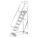 Ballymore SS082414G Stainless Steel Lockstep Ladder with 8 Grated Steps, 24" x 64" x 113"