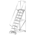 Ballymore SS093214G Stainless Steel Lockstep Ladder with 9 Grated Steps, 32" x 70" x 123"