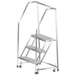 Ballymore SS330G Stainless Steel Spring Loaded Ladder with 3 Grated Steps, 30" x 25" x 58.5"