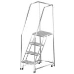 Ballymore SS420P Stainless Steel Spring Loaded Ladder with 4 Perforated Steps, 20" x 38" x 73"
