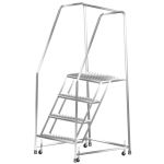 Ballymore SS430P Stainless Steel Spring Loaded Ladder with 4 Perforated Steps, 30" x 38" x 73"