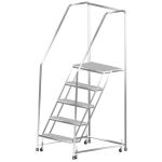 Ballymore SS520G Stainless Steel Spring Loaded Ladder with 5 Grated Steps, 20" x 44" x 83"