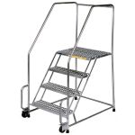 Ballymore SSTR420P Stainless Steel Tilt & Roll Ladder with 4 Perforated Steps, 20" x 38" x 73"