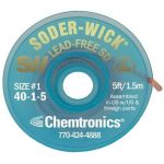 Chemtronics 40-1-5 Soder-Wick Lead-Free Desoldering Braid, White, 0.030