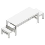 CleanPro® 20" x 72" Electropolished Stainless Steel Back-to-Back Dual-Level Gowning Bench with Solid Top