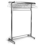 Double-Sided Brushed Stainless Steel Cleanroom Gowning Rack with Hanger Slots