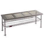 Eagle Floor-Mounted Stainless Steel Gowning Bench with Perforated Top & Wire Undershelf