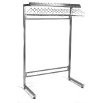 Cantilevered Brushed Stainless Steel Cleanroom Gowning Rack with Hanger Slots