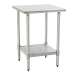 Eagle Worktable, 16 ga. 430 Stainless Steel, Flat Top, Stainless Shelf Base 24"x24" 