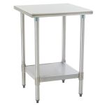 Eagle Worktable, 14 ga. 304 Stainless Steel, Flat Top, Stainless Shelf Base 24"x24" 
