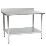 24" x 36" Stainless Steel Table with Marine Edge & Galvanized Shelf Base