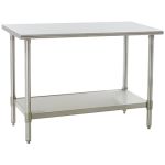Eagle Worktable, 14 ga. 304 Stainless Steel, Flat Top, Stainless Shelf Base 24"x36" 