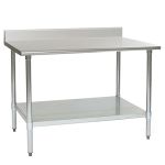 Eagle T2448SEM-BS Stainless Steel Table with Marine Edge & Stainless Shelf Base, 24" x 48"