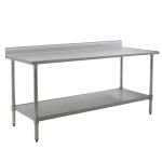 24" x 72" Stainless Steel Table with Marine Edge & Galvanized Shelf Base