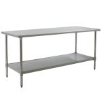 Eagle Worktable, 16 ga. 430 Stainless Steel, Flat Top, Stainless Shelf Base 24"x72" 