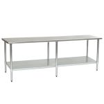 Eagle Worktable, 16 ga. 430 Stainless Steel, Flat Top, Stainless Shelf Base 24"x96" 