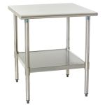 Eagle Worktable, 16 ga. 430 Stainless Steel, Flat Top, Stainless Shelf Base 30"x30" 