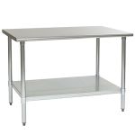 Eagle T3048SEM Stainless Steel Table with Marine Edge & Stainless Shelf Base, 30" x 48" 
