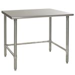 Eagle Worktable, 14 ga. 304 Stainless Steel, Flat Top, Stainless Tubing Base 30"x60" 