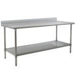 Eagle Worktable, 16 ga. 430 Stainless Steel, Flat Top, Stainless Shelf Base 30"x72" 