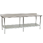 Eagle T3096E-BS Stainless Steel Table with Backsplash & Galvanized Shelf Base, 30" x 96" 