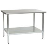 Eagle Worktable, 14 ga. 304 Stainless Steel, Flat Top, Stainless Shelf Base 36"x48" 