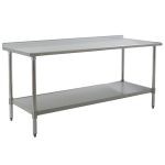 24" x 72" Stainless Steel Table with Rear Upturn & Galvanized Shelf Base