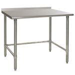 30" x 60" Stainless Steel Table with Rear Upturn & Stainless Tube Base