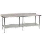 30" x 96" Stainless Steel Table with Rear Upturn & Galvanized Shelf Base