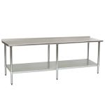 30" x 96" Stainless Steel Table with Rear Upturn & Stainless Shelf Base