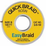 Easy Braid Q-B-100 Quick Braid Rosin Desoldering Wick, 0.050