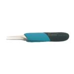Erem E2ASA High Precision ESD-Safe Stainless Steel Tweezer with Ergonomic Foam Handle & Straight, Flat, Rounded, 0.078" Wide Tips