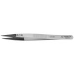 Excelta 162A-RT ★★★★★ Neverust® Stainless Steel Tweezers with Finger Grips & Replaceable Peek, Straight, Pointed 0.020" Wide Tips