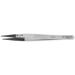 Excelta 162B-RT ★★★★★ Neverust® Stainless Steel Tweezers with Finger Grips & Replaceable Peek, Straight, Pointed 0.030" Wide Tips